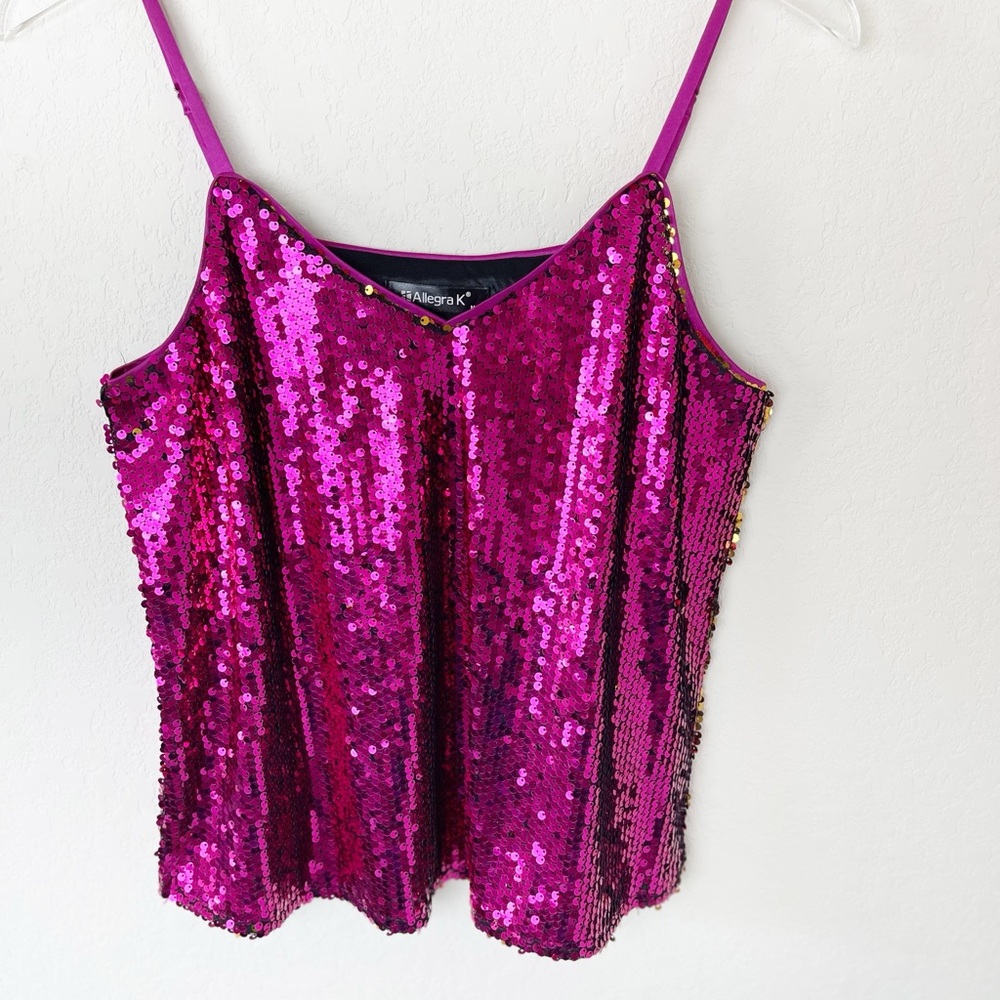 Allegra K Women's Fuchsia Sequin Camisole